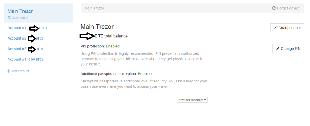 Screenshot of MyTrezor